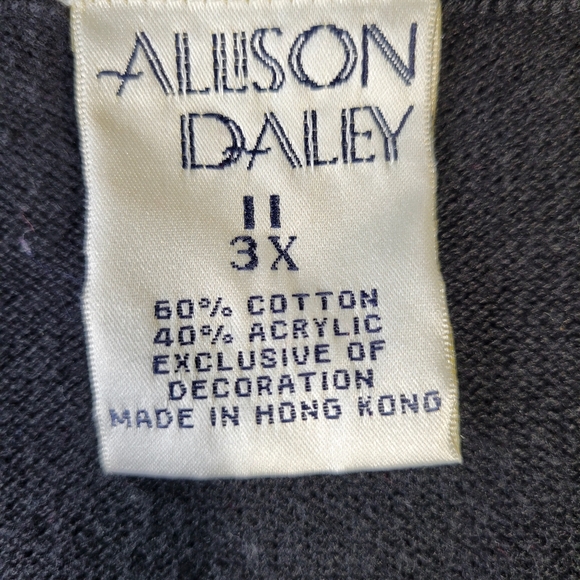 Allison Daley Black Sweater Vest Embroidered Snowflakes Zip Front Size 3X Winter - Picture 8 of 9
